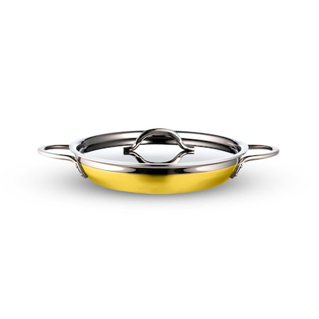 Bon Chef Country French 2 Saute Pan/Skillet W/Cover Dbl Handle 10 1/8 X 1 7/8 1 Qt 20 Oz - Yellow 71304-CF2-Y